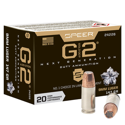 Speer Gold Dot G2 9mm Luger Handgun Ammunition 20 Rounds Brass Centerfire 147 Grain G2