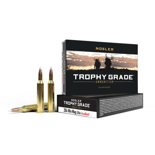 Nosler Trophy Grade Ammo 264 Win Mag 130 Grain Brass 20 Rounds AB SBT