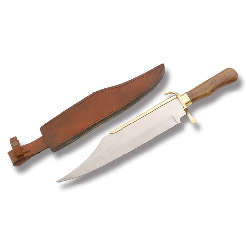 Szco Primitive Bowie Knife Wood 13.25 Inch Plain Satin Clip Point with Sheath