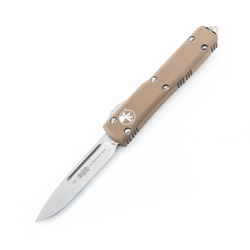 Microtech Ultratech SE Tan 3.4IN PLAIN Stonewash DROP POINT