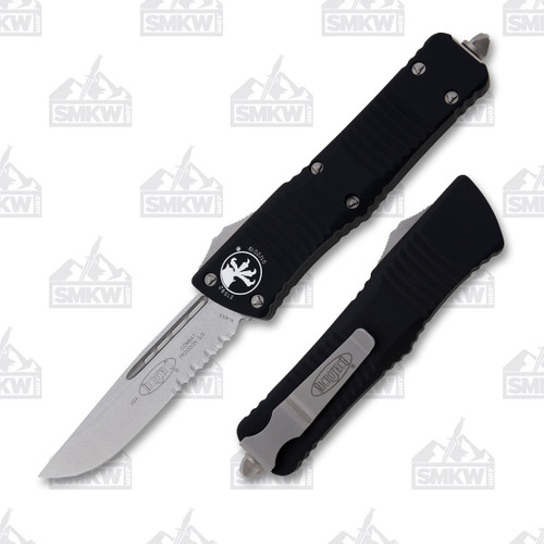 Microtech Combat Troodon Out-The-Front Automatic Knife (S/E Stonewash P/S | Black)