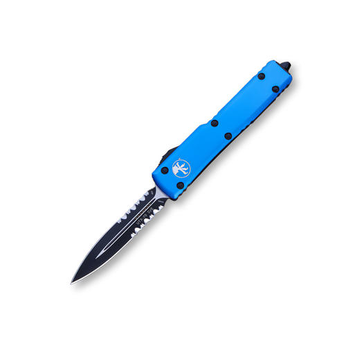 Microtech UTX-70 DE OTF Blue 2.41in Black PARTIALLY SERRATED DAGGER