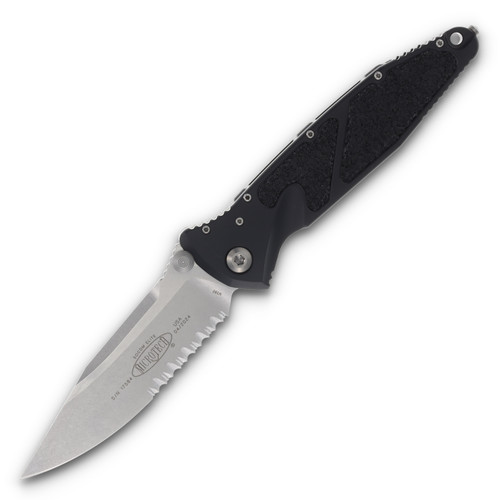 Microtech Socom Elite Manual Black Aluminum Stonewash Partially Serrated Clip Point