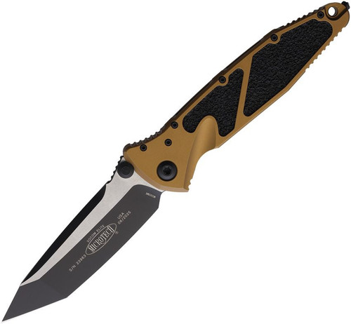 Microtech SOCOM Elite Manual Folder T/E  Black STD Tan W/Black Traction Insert MT1611TA