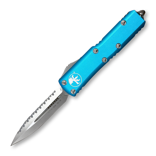 Microtech UTX-85 DE OTF AUTO Turquoise 3.11IN Serrated Satin Dagger