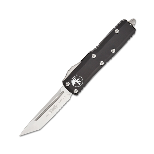 Microtech UTX-85 OTF AUTO Black 3.11IN Pt Serrated Stonewash TE TANTO