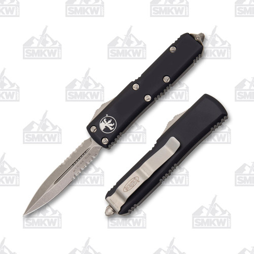 Microtech UTX-85 Out-The-Front Automatic Knife (D/E Stonewash P/S | Black)