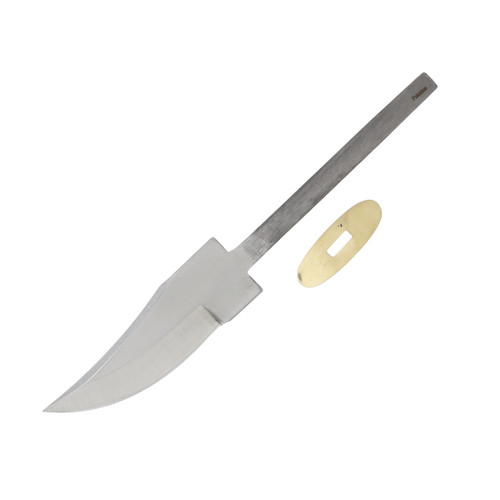 Push Tang 4in Skinner Knife Blade Blank with Brass Guard – DIY Build