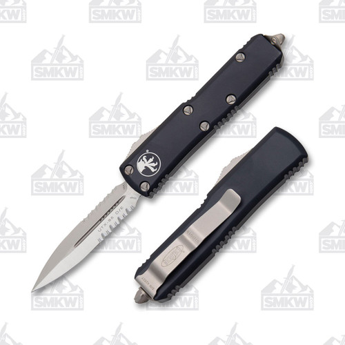 Microtech UTX-85 D/E OTF Partially Serrated Satin Automatic Black Knife