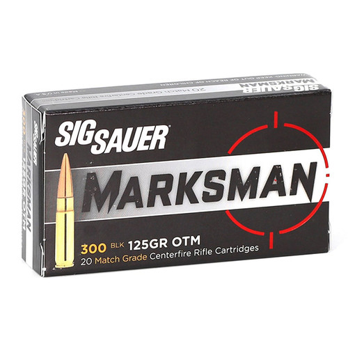 SIG Sauer Elite Performance Marksman 300 AAC Blackout Rifle Ammunition 20 Rounds Brass Centerfire 125 Grain Match Grade Open Tip Match 