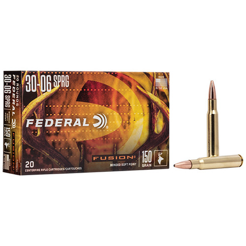 Federal Fusion 30-06 Springfield Rifle Ammunition 20 Rounds Brass Centerfire 150 Grain Fusion Bonded SP