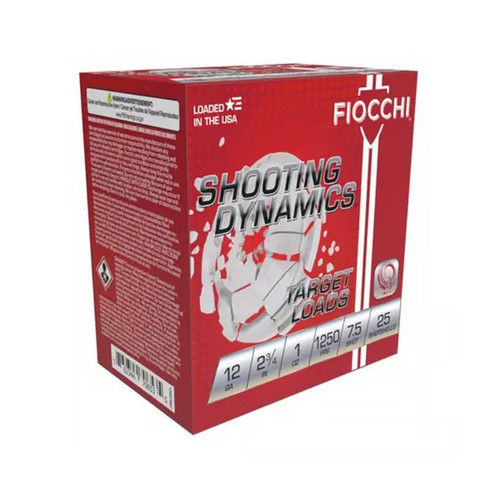 Fiocchi Shooting Dynamics Target Loads 12 Gauge Shotgun Ammo 25 Rounds 2.75in 1-1/8oz #7.5 Lead Shot 