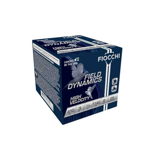 Fiocchi High Velocity 410  Bore Shotgun Ammo High Velocity 25 Rounds 3in Lead Shot 11/16oz #8 Shot 