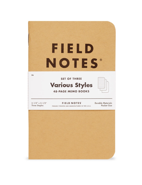 Field Notes Original Kraft Mixed Paper Various Styles Three-Pack Memo Books FNOKM