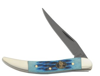 Frost Steel Warrior Carbon Steel/Blue Jigged Bone Toothpick Folding Knife FRSW109TCBL