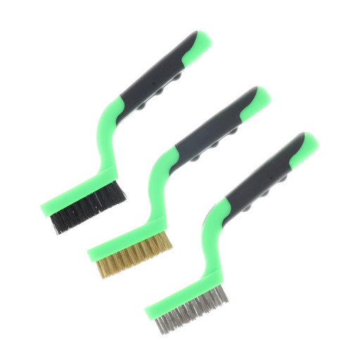 GRIP 3pc 7in Mini Wire Brush Set | Rust and Detail Cleaning Tool Kit GRIP27212