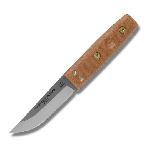 TOPS Tanimboca Puukko Fixed Blade Knife Tan 3.63in Plain Tumbled Puuko 1
