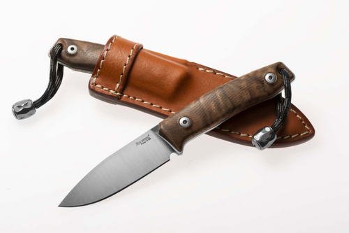 LionSteel M1 Fixed Blade Knife Walnut 2.91in Plain Satin Drop Point