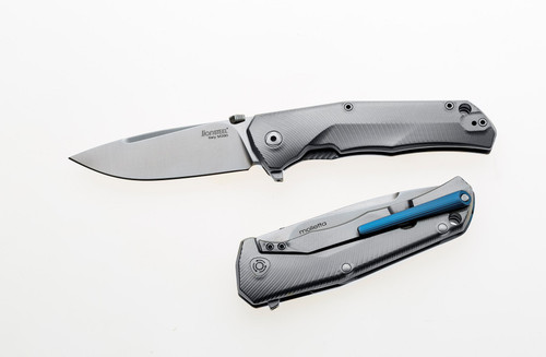 LionSteel TRE Titanium Folding Knife Blue 2.91in Stonewash Drop Point