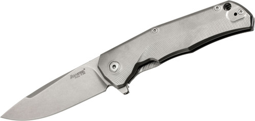 LionSteel TRE Grey Titanium Folding Knife 2.91in Satin Drop Point