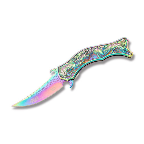 Prismatic Rainbow Sea Dragon Folding Knife