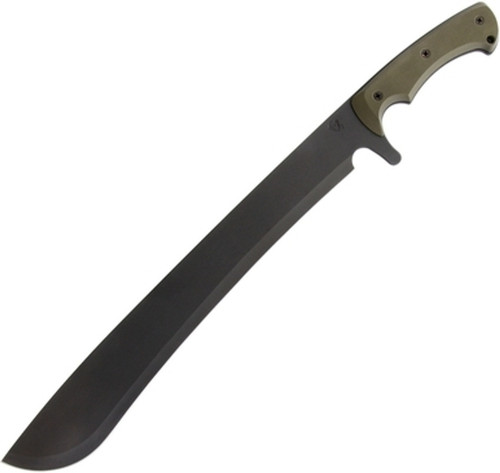 Medford Knives Tach Machete Black PVD Coated CPM-S7 Steel Plain Edge Blade OD Green G-10 Handles