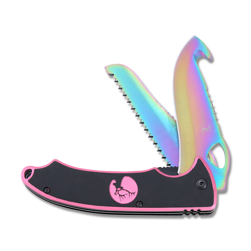 RAINBOW GUT HOOK & SAW BLD BLK/PINK HNDL