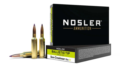 Nosler Ballistic Tip 6mm Creedmoor 95gr Hunting Ammunition Brass 20Rds