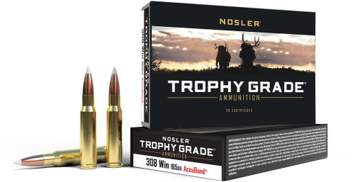 Nosler Trophy Grade .308 Win 165gr AccuBond Brass Ammo 20 Rds