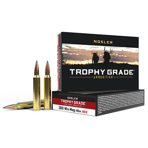Nosler Trophy Grade Long Range 300 Winchester Magnum Rifle Ammunition 190 Grain Nosler Spitzer Accubond LR