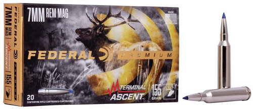 Federal Premium Terminal Ascent 7mm RemMag Ammo 155 Grain Brass Centerfire 20 Rounds TA SBT