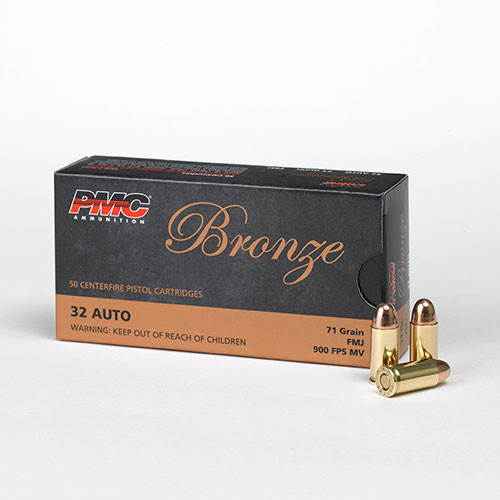 PMC Bronze .32 Auto 71 Grain Full Metal Jacket Brass 50 Rounds Box