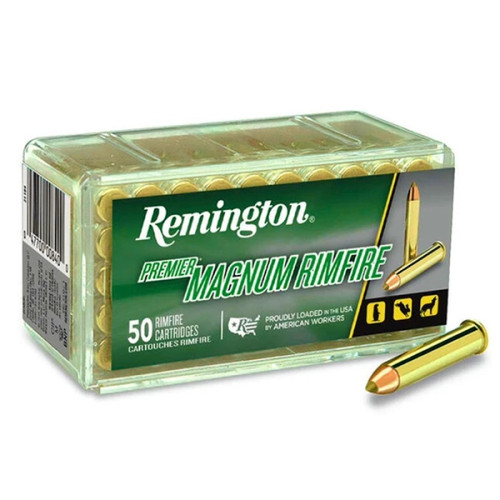 Remington Premier Magnum 22 WMR Ammunition 50 Rounds Brass 33 Grain AccuTip-V BT