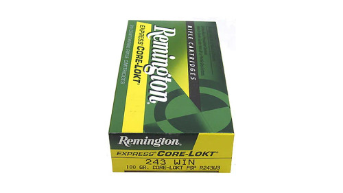 Remington Core-Lokt 243 Winchester Ammunition 100 Grain Brass Centerfire 20 Rounds Core-Lokt PSP