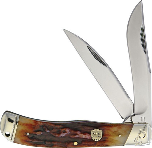 Rough Ryder Brown Stag Bone Jumbo Trapper Folding Knife