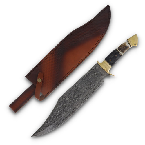 Rough Ryder RR2271 Stag and Damascus Bowie