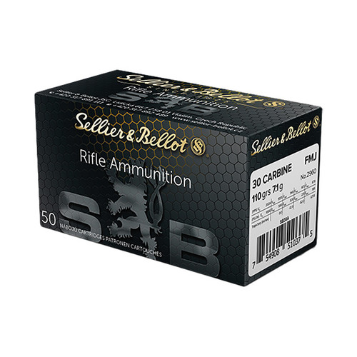 Sellier & Bellot 30 Carbine Rifle Ammunition 50 Rounds Brass Centerfire 110 Grain FMJ