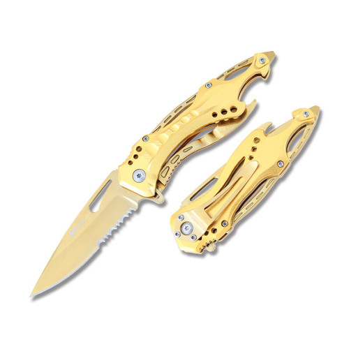 MTech Cap Lifter Folding Knife Gold