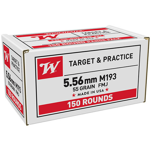 Winchester USA White Box 5.56x45mm NATO M193 Rifle Ammunition 150 Rounds brass Centerfire FMJ 