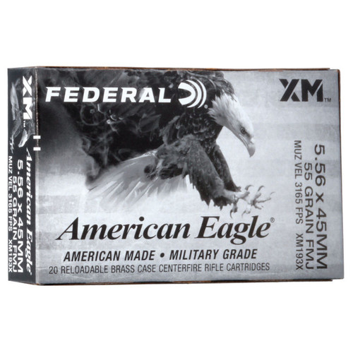 Federal 5.56mm Ammunition 55 Grain FMJ BT 20 Rounds