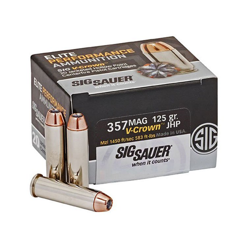 Sig Sauer Elite Performance 357 Magnum 125 Grain V-Crown Jacketed Hollow Point 20 Rounds