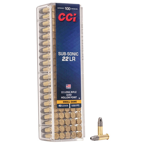CCI Sub-Sonic 22 Long Rifle Ammunition 40 Grain Brass Rimfire 100 Rounds LHP