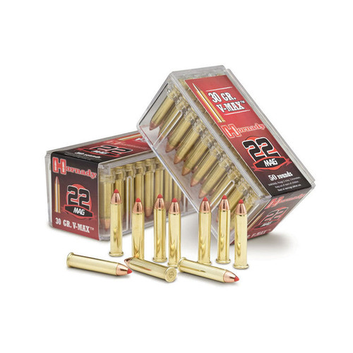 Hornady Varmint Express Ammo 22 Winchester Magnum Rimfire Ammunition 30 Grain Brass 50 Rounds V-Max PT