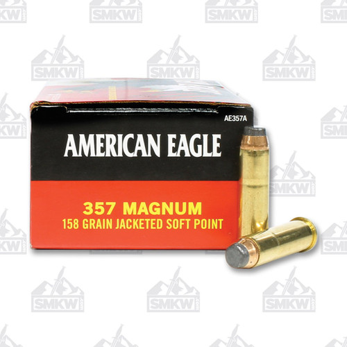 Federal American Eagle 357 Magnum Ammunition 158 Grain Brass Centerfire 50 Rounds JSP