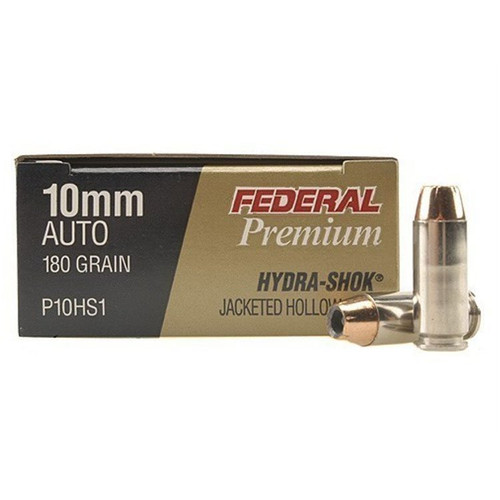 Federal Premium Personal Defense 10mm Auto 180 Grain Brass Centerfire 20 Rounds Hydra-Shok JHP