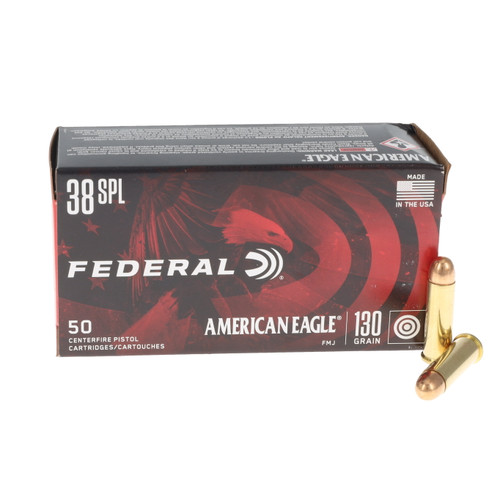 Federal Premium American Eagle Handgun 38 Special 130 Grain Brass Centerfire 50 Rounds FMJ
