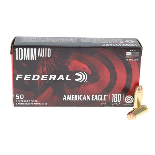 Federal Premium American Eagle Handgun 10mm Auto 180 Grain Brass Centerfire 50 Rounds FMJ