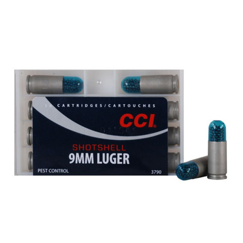 CCI Pest Control 9mm Luger Ammunition Centerfire Ammunition 53 Grain Aluminum 10 Rounds 1/8oz #12 Shot Shotshell
