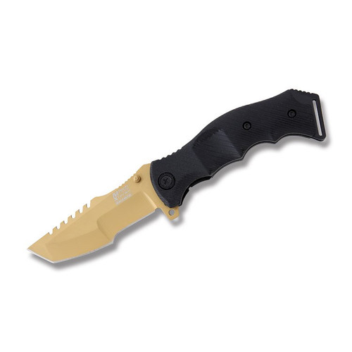 MTech Xtreme Assisted Opening Folding Knife 4in Plain Tanto Gold