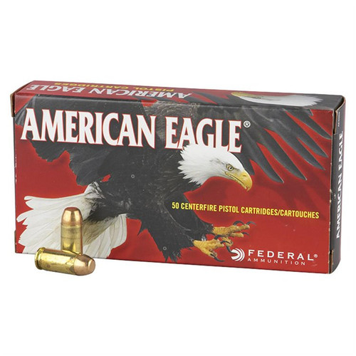 Federal Premium American Eagle Handgun 380 ACP Ammunition 95 Grain Brass Centerfire 50 Rounds FMJ